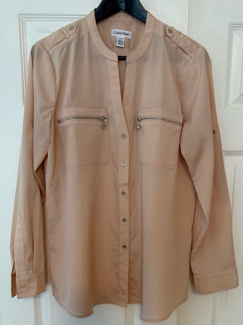 Calvin Klein Peach Collarless Blouse
